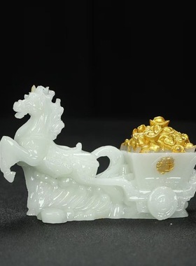 夜光马拉摆件金箱马上元宝发财拉车家居招财办公室开业礼品工艺品