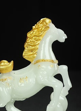 夜光生肖马上有钱摆件工艺品领导办公室书房装饰品吉祥物礼物马年