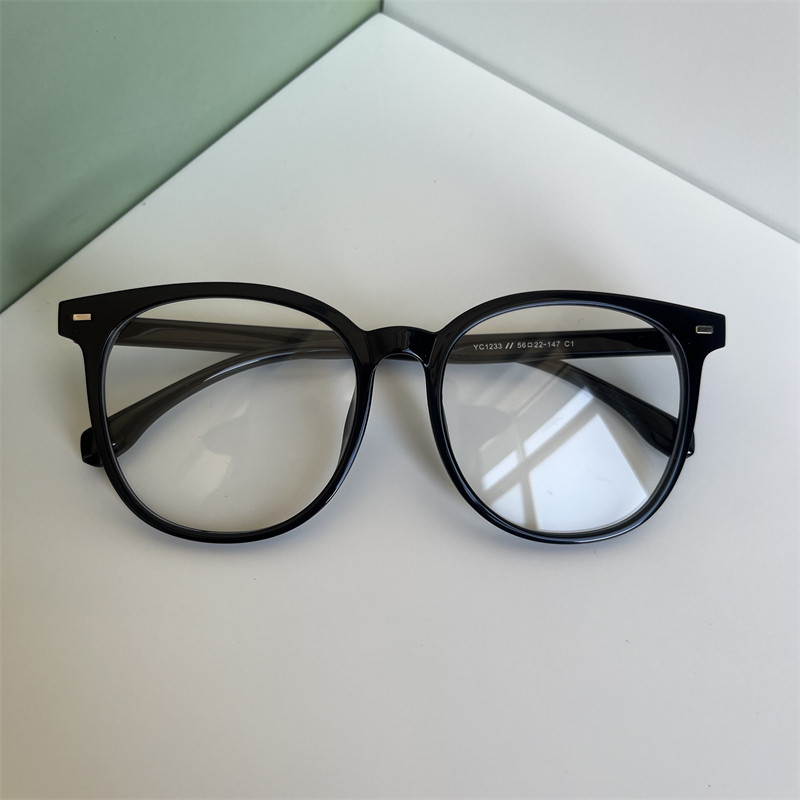 16克56口圆形复古超大眼镜框架可配近视男女潮日系素颜大脸显瘦