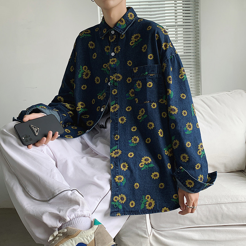 2021港风秋款男休闲外套菊花印花长袖衬衣CS6208P50,男装衬衫,星座1013-1