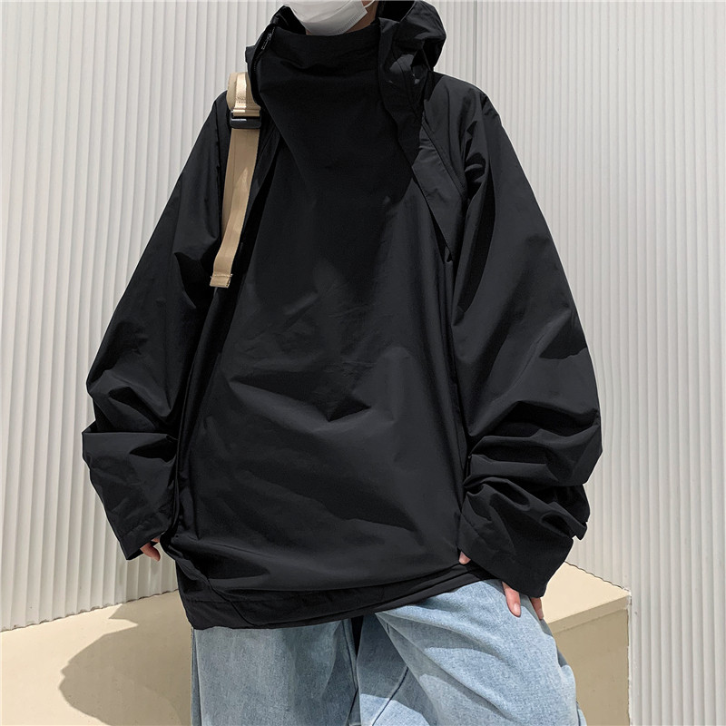 港风秋款男夹克高领连帽工装口袋小牛津冲锋衣外套JK8717P55,男装夹克,星座1013-1