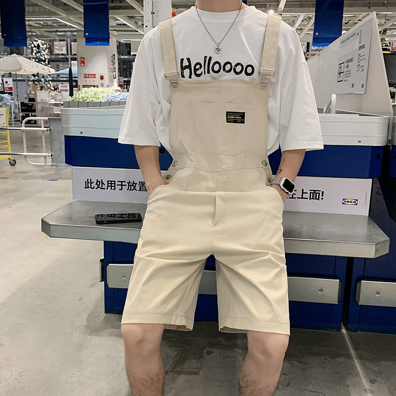高品质夏背带裤男直筒宽松休闲情侣短裤工装连体吊带裤,男装西裤,星座1013-1