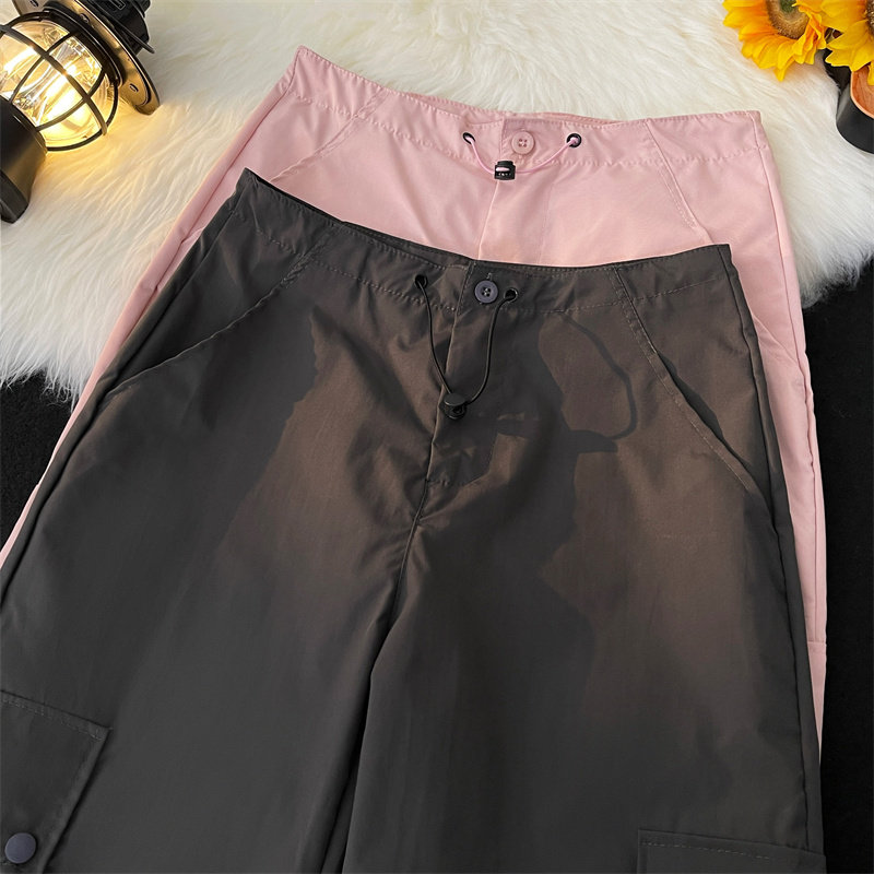 港风秋款男工装裤大口袋抽绳束脚女裤冲锋裤休闲长裤h088P50,男装休闲裤,星座1013-1