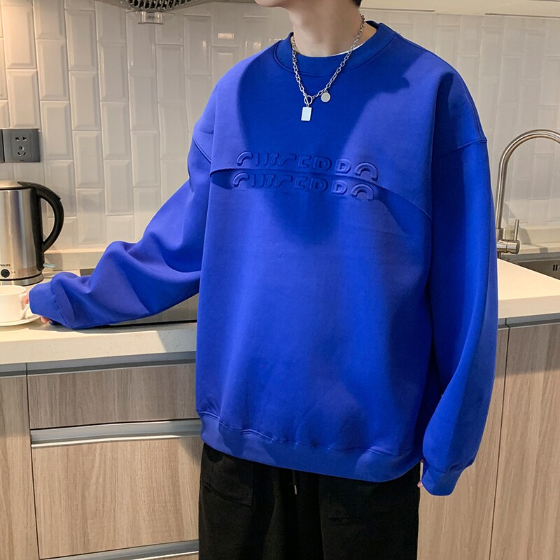 冬款男休闲卫衣加绒加厚圆领套头字母钢印休闲打底外套wy24P45,男装卫衣,星座1013-1