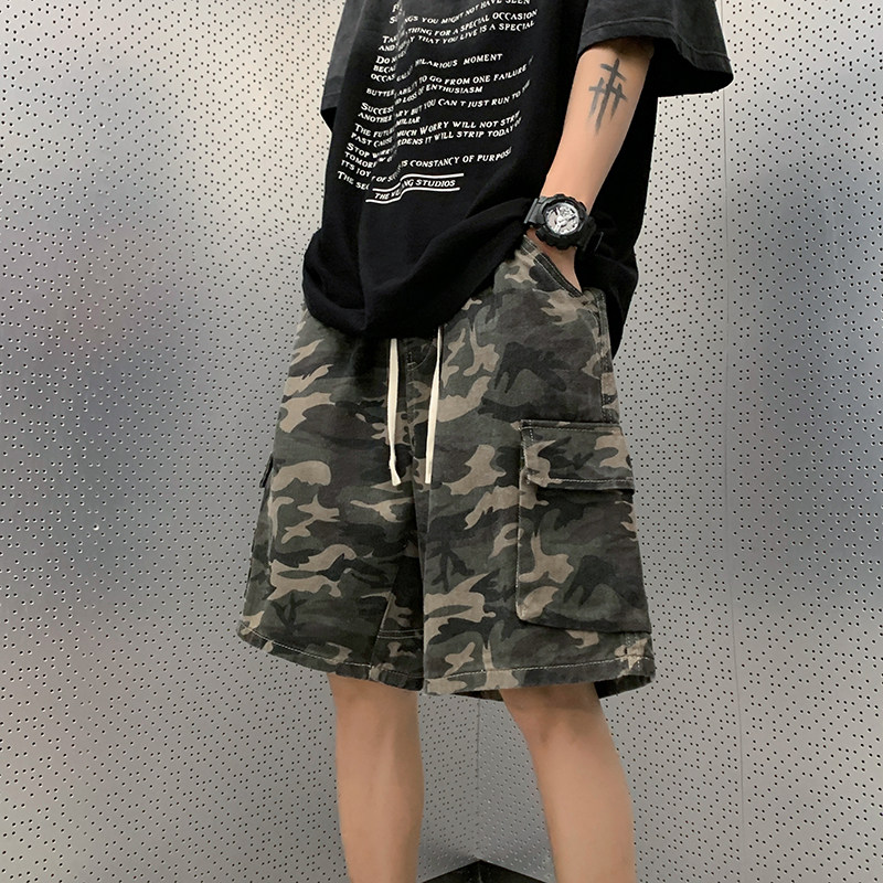 夏款男迷彩短裤工装裤大口袋纯棉休闲五分裤加大码M-4XL D924 P38图片