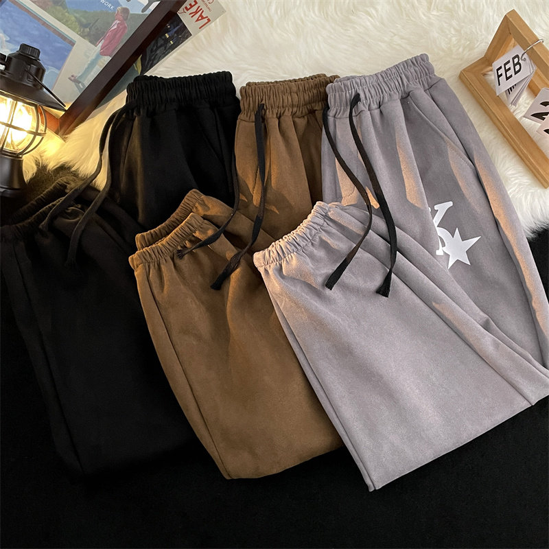 高品质夏款男裤鹿皮绒字母印花束脚九分卫裤h789P45,男装休闲裤,星座1013-1