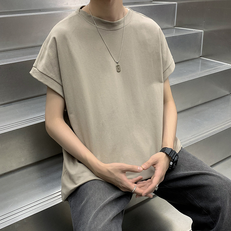 港风夏款男背心运动马甲纯棉水洗做旧坎肩纯色T恤T112P35,男装背心/马甲,星座1013-1