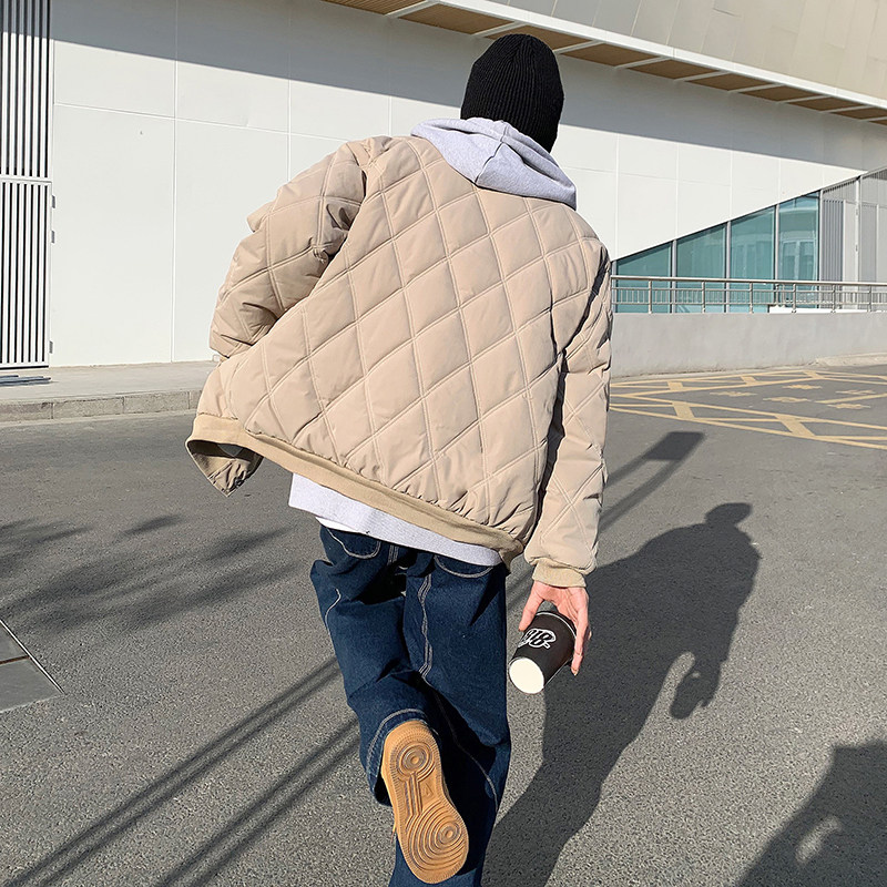 港风冬款男棉衣棒球立领加厚双线菱格面包服外套Y621,男装棉衣,星座1013-1