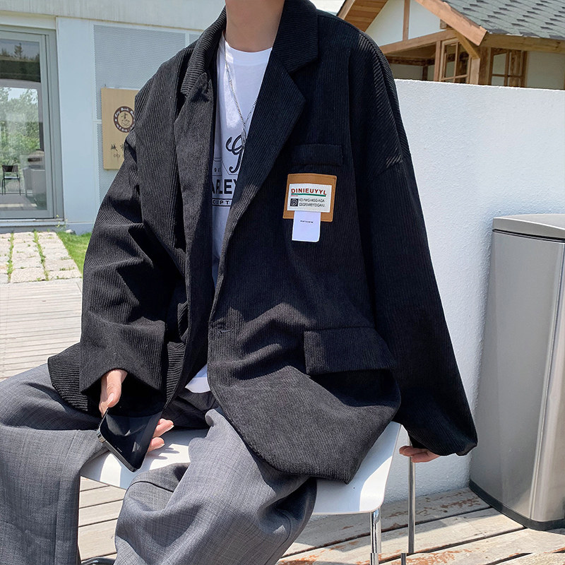 港风秋款男西装灯芯绒外套一粒扣休闲外套贴标小西服JK8033P55,男装西服,星座1013-1