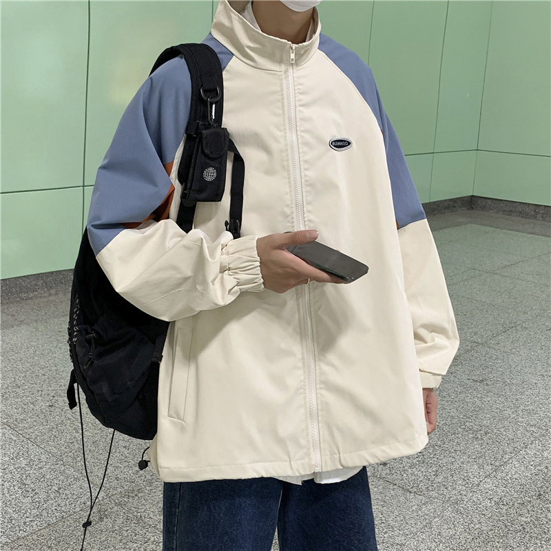 2021港风秋款男夹克工装立领拼色休闲外套JK1022P55,男装夹克,星座1013-1