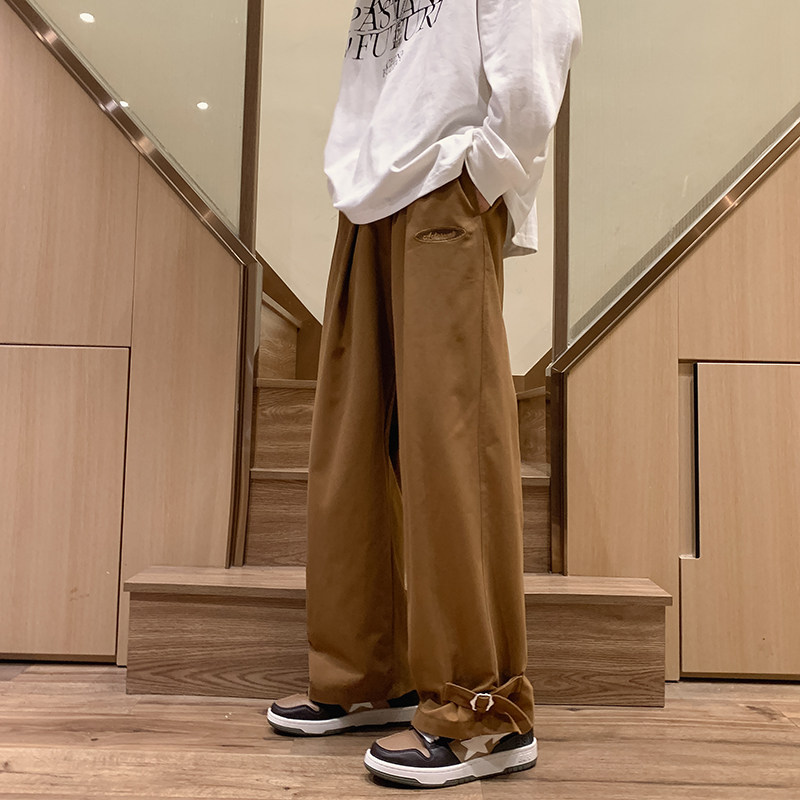 港风秋款男裤刺绣印花织带休闲宽松直筒长裤h750P40,男装休闲裤,星座1013-1
