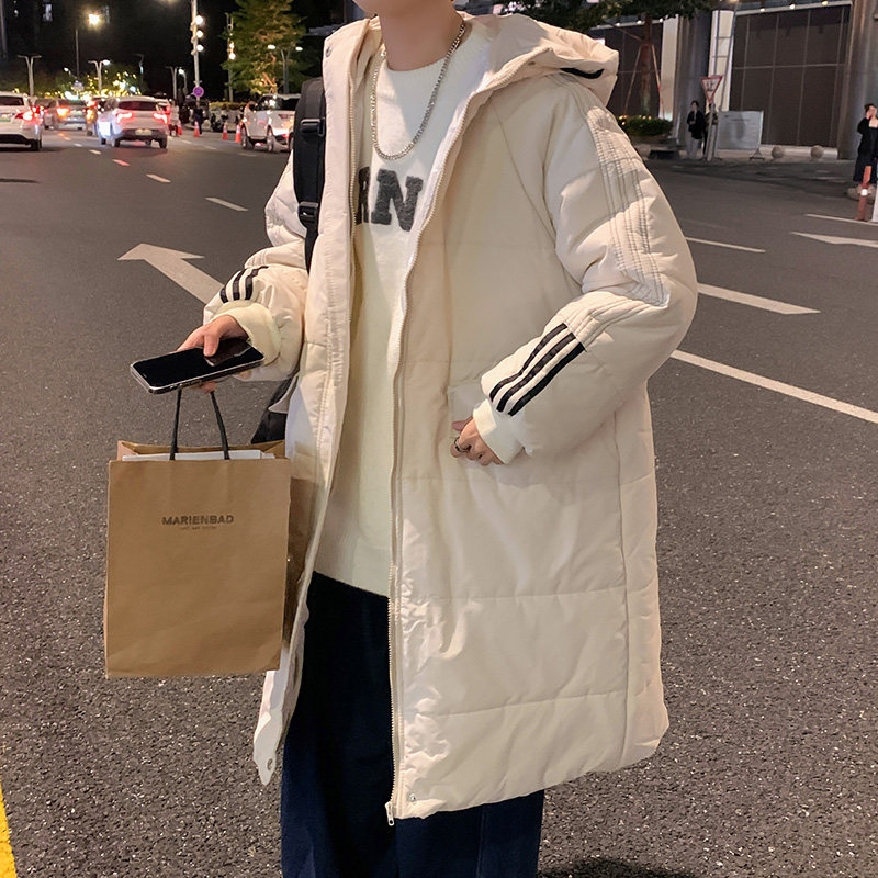 港风冬款男棉衣中长款连帽条纹三杠棉袄休闲风衣外套Y609,男装棉衣,星座1013-1