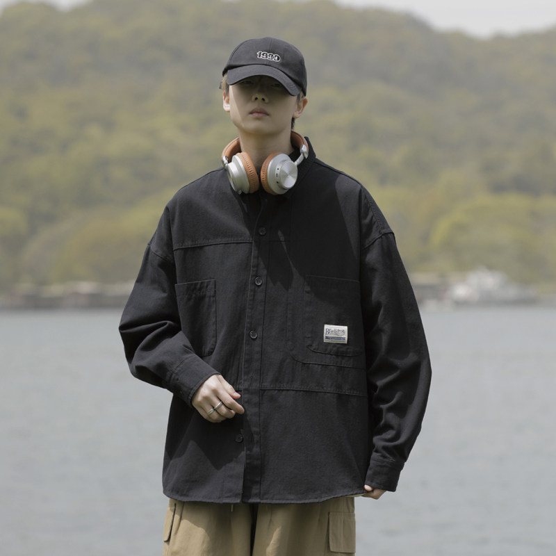 GENIOLAMODE纯棉衬衫外套男士2025秋冬季新款长袖上衣潮复古痞帅,男装衬衫,星座1013-1