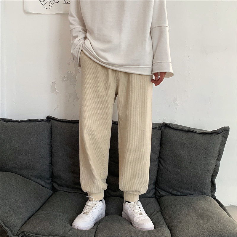 冬款男束脚休闲裤加绒加厚保暖灯芯绒直筒九分裤h323加绒,男装休闲裤,星座1013-1