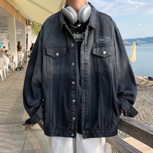 2023春款男牛仔夾克字母印花漸變色外套J圖片