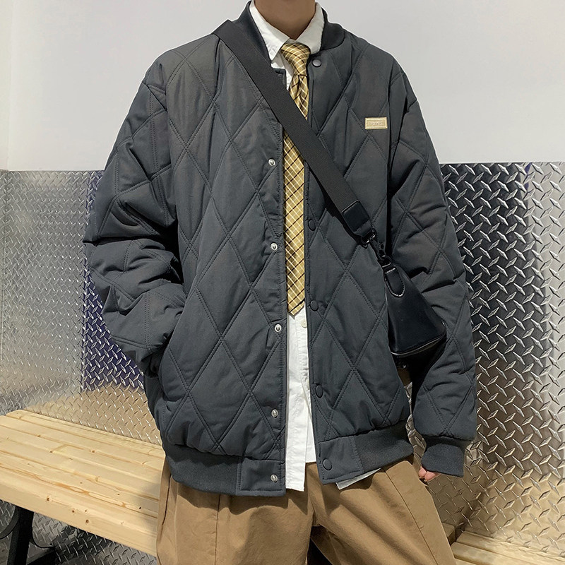 港风冬款男棉衣棒球立领加厚双线菱格面包服外套Y621,男装棉衣,星座1013-1