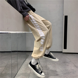 2021港风秋款男休闲裤反光字母印花宽松抽绳九分裤h101P40，男装休闲裤，星座1013-1