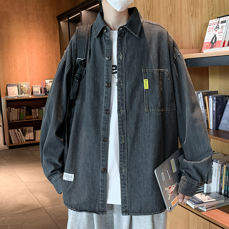 港风秋冬款男牛仔衬衫长袖褂子休闲工装外套CS073,男装衬衫,星座1013-1