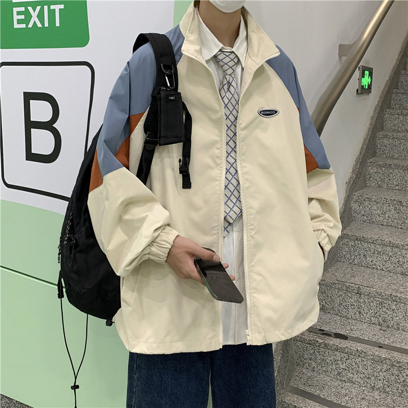 2021港风秋款男夹克工装立领拼色休闲外套JK1022 P55图片
