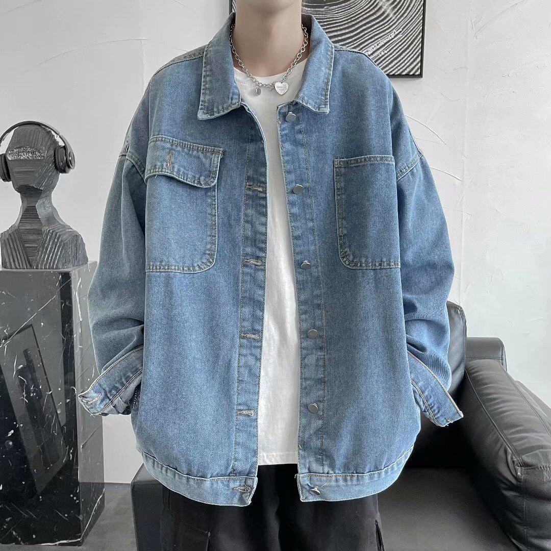 高品质港风秋款男牛仔夹克衫工装大口袋牛仔外套J,男装夹克,星座1013-1