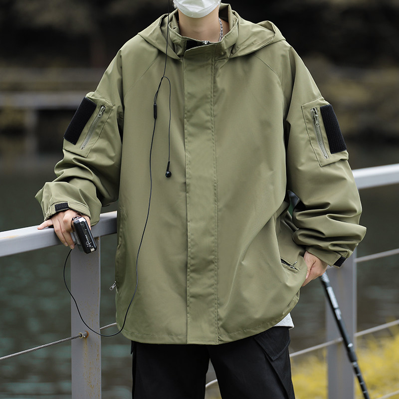 高品质秋款男夹克连帽工装大口袋魔术贴冲锋衣外套JK110P55,男装夹克,星座1013-1