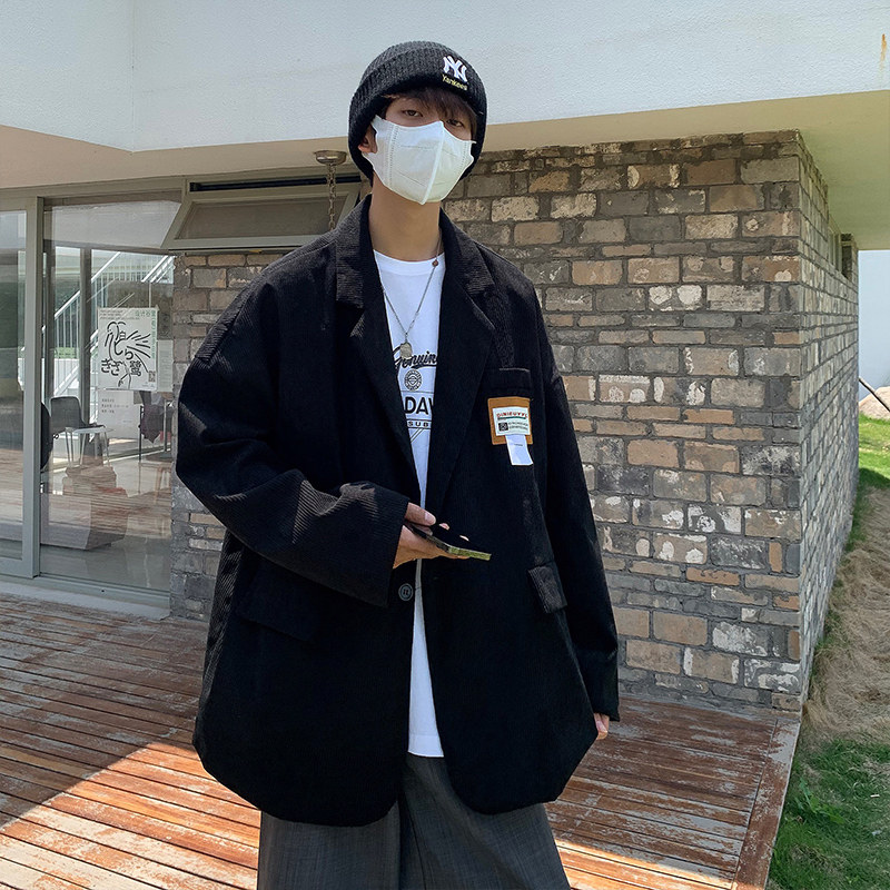 港风秋款男西装灯芯绒外套一粒扣休闲外套贴标小西服JK8033P55,男装西服,星座1013-1