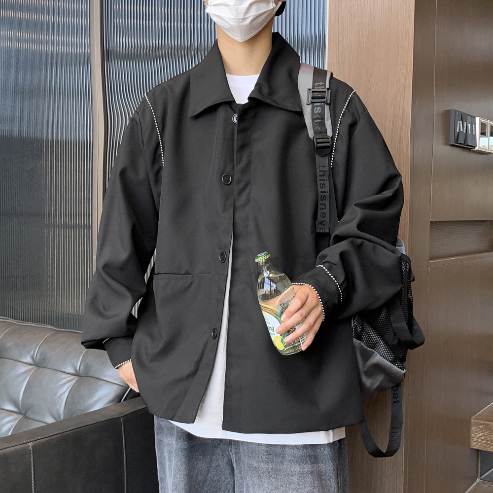 2023秋款男工装拼接夹克条纹单排扣冲锋衣外套JK413P60,男装夹克,星座1013-1