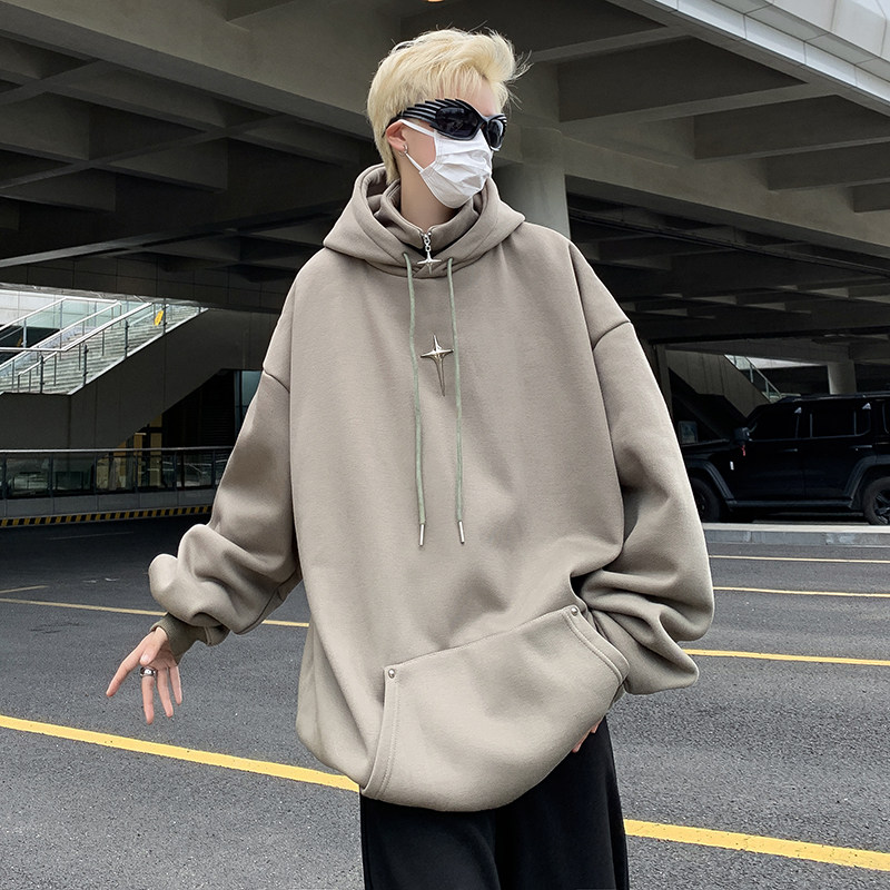 秋款男卫衣连帽假两件高领十字架宽松休闲外套wy101P50,男装夹克,星座1013-1