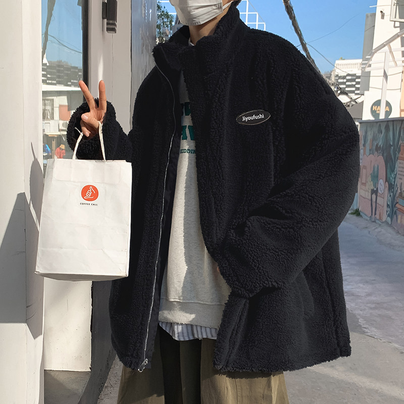 港风冬男棉衣双面穿立领字母贴标羊羔毛加厚棉袄休闲外套Y031,男装棉衣,星座1013-1