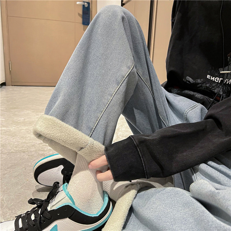 加绒加厚冬男牛仔裤直筒宽百搭休闲牛仔长裤nk264P40加绒P50,男装牛仔裤,星座1013-1