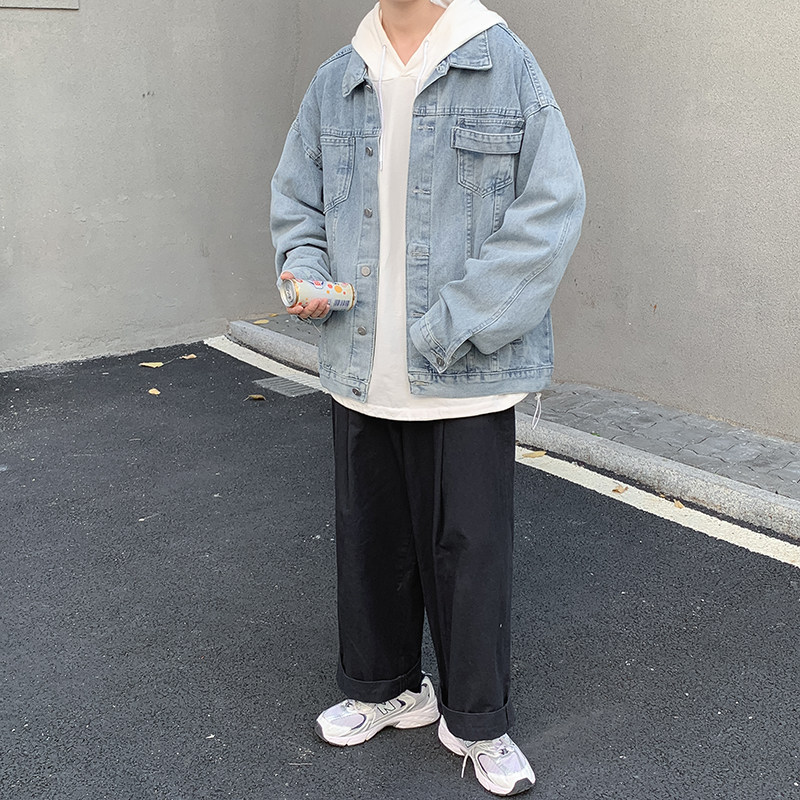 2021港风秋男牛仔夹克衫工装牛仔口袋简约休闲外套J,男装夹克,星座1013-1