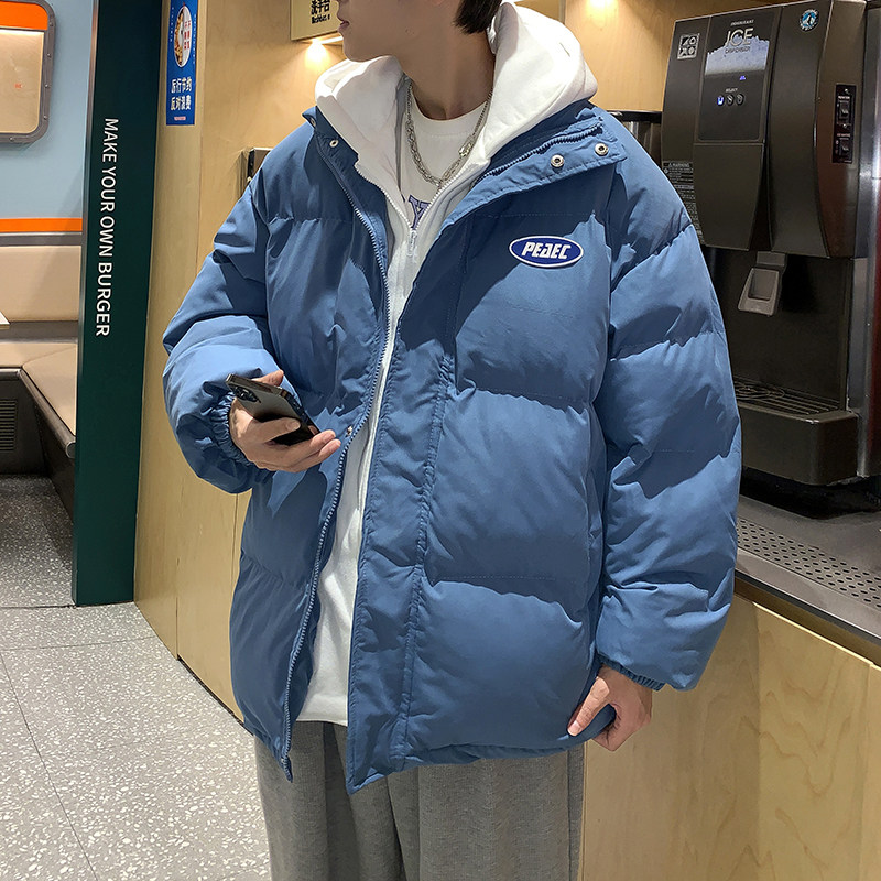 冬款男棉衣假两件连帽克莱因蓝加厚保暖贴标棉袄外套Y753,男装棉衣,星座1013-1