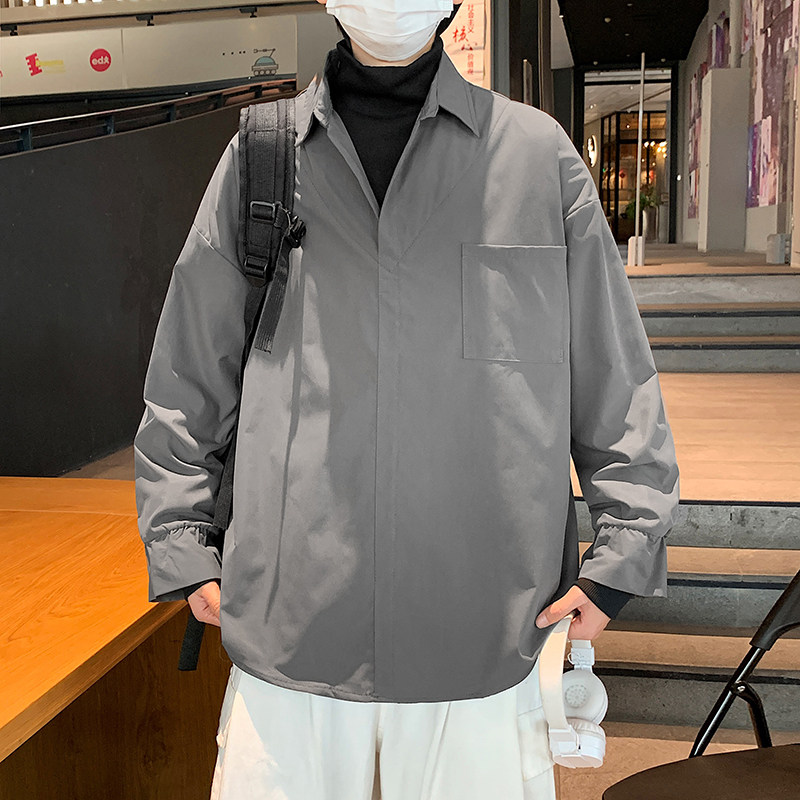 2022港风春款男衬衫假两件高领内搭休闲衬衣外套CS77,男装衬衫,星座1013-1