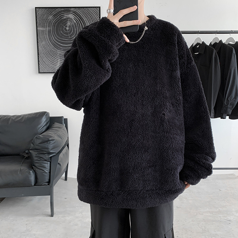 冬款男圆领套头打底卫衣双面毛绒羊羔毛加厚休闲外套W25,男装卫衣,星座1013-1