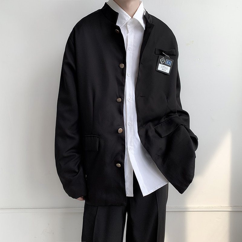 秋款男立领风中山装单排扣学生外套胸牌小西服JK23P55,男装西服,星座1013-1