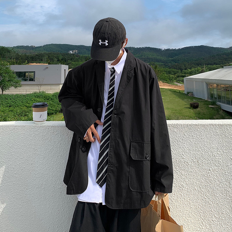 港风秋款男工装西装休闲外套大口袋百搭西服JK611P50,男装西服,星座1013-1