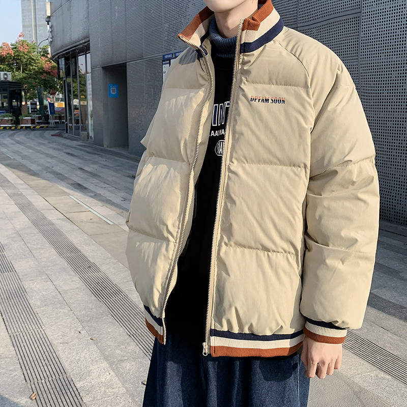 冬款男加厚面包服立领棒球服字母印花棉衣保暖棉袄M33图片