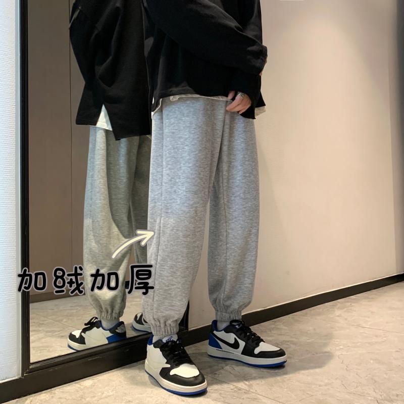 冬款男束脚卫裤加绒加厚保暖百搭休闲九分裤h89加绒,男装休闲裤,星座1013-1