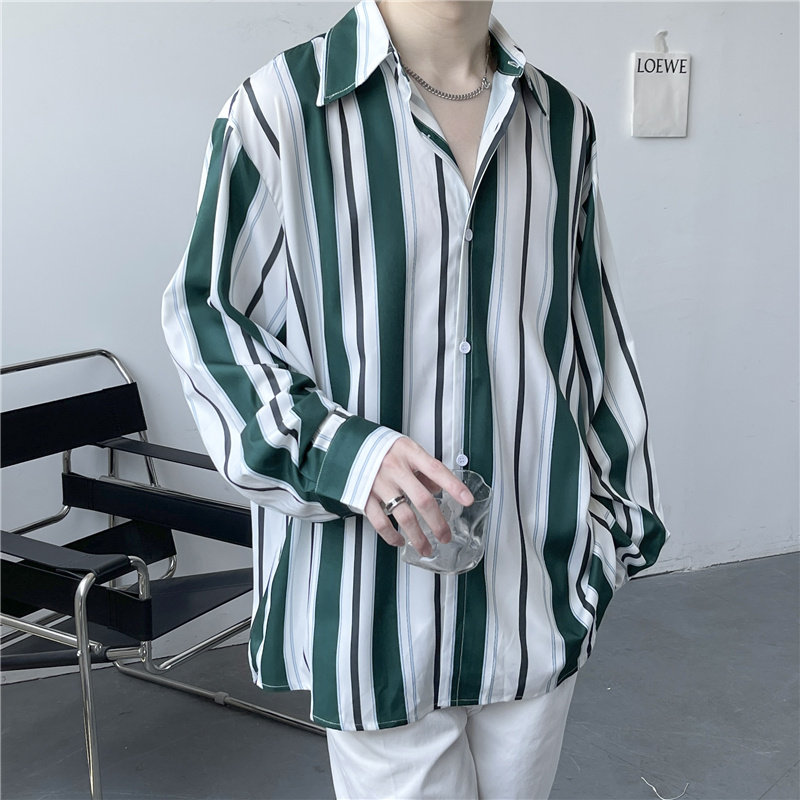 港风夏款款男长袖韩版条纹拼接衬衫休闲衬衣CS764,男装衬衫,星座1013-1