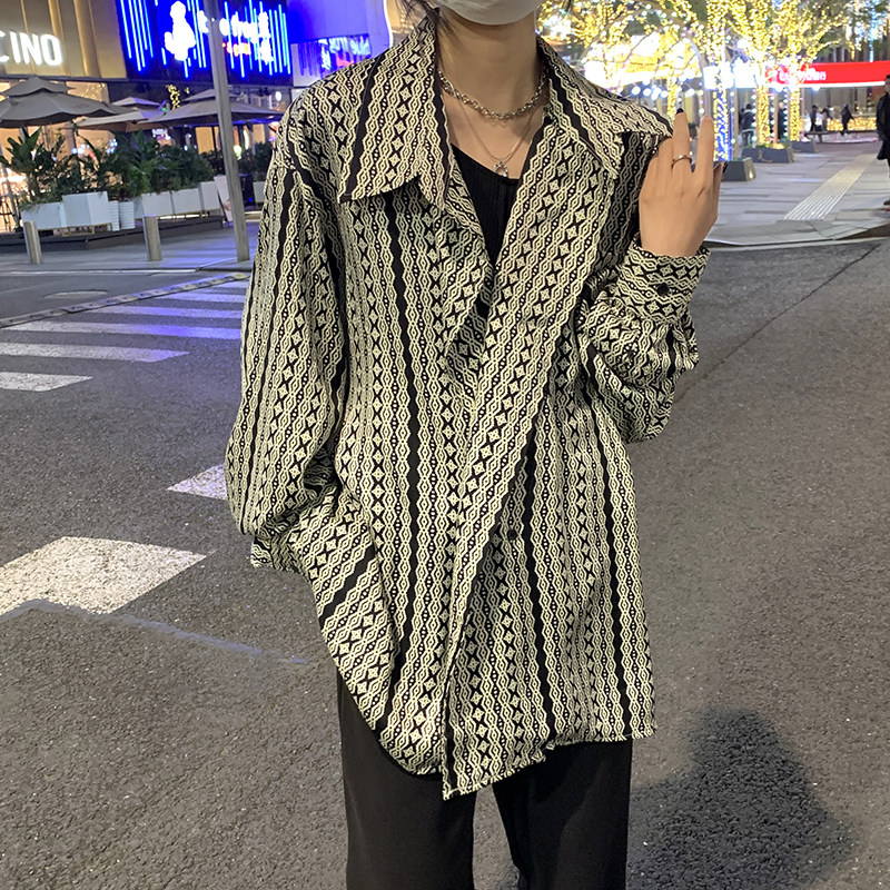 高品质夏款个性翻领满印冰丝男女长袖衬衫防晒衣CS002P40,男装衬衫,星座1013-1