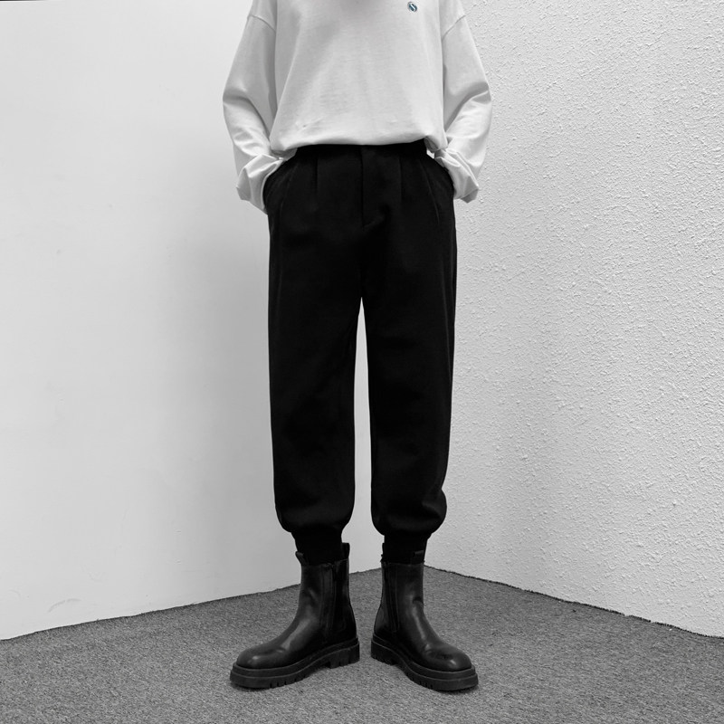 2022港风春款男裤小脚西裤束脚纽扣休闲九分裤h2988P40,男装休闲裤,星座1013-1