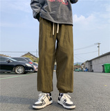 秋冬男休闲裤工装裤拼接束脚裤织带字母印花按扣休闲长裤h206P40，男装休闲裤，星座1013-1