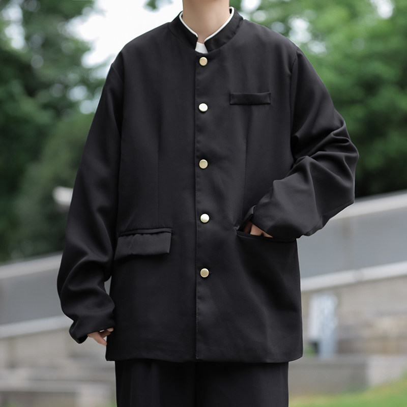 港风秋款男立领风中山装唐山装单排扣外套小西服JK1157P50,男装西服,星座1013-1