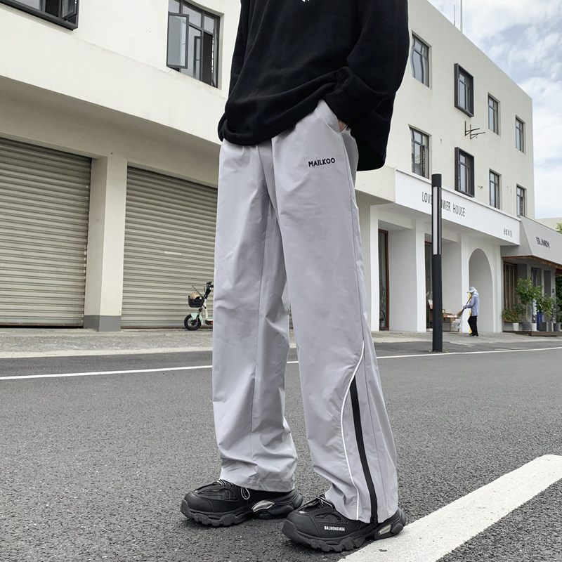 高品质秋款男休闲裤侧边开叉条纹字母印花拉链冲锋裤长裤h600P40,男装休闲裤,星座1013-1