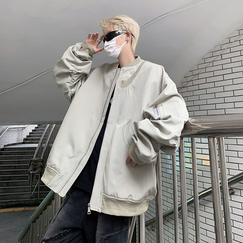 港风秋款男夹克棒球立领工装大口袋拉链冲锋衣外套JK8524P60,男装夹克,星座1013-1