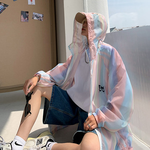 七彩防晒衣男夏款反光蝴蝶印花防晒服宽松遮阳运动外套JK333 P45图片