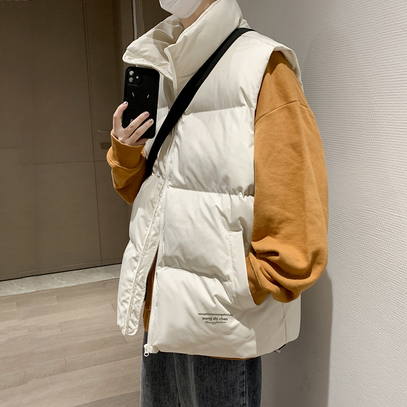 港风冬款男马甲棉衣字母印花无袖坎肩棉保暖背心外套MJ81,男装棉衣,星座1013-1