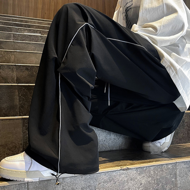 高品质秋款男休闲裤褶皱抽绳束脚条纹直筒长裤h083P38,男装休闲裤,星座1013-1