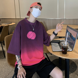 高品质夏款男短袖T恤圆领扎染渐变色字母发泡印花T恤衫T114P35，男装T恤，星座1013-1