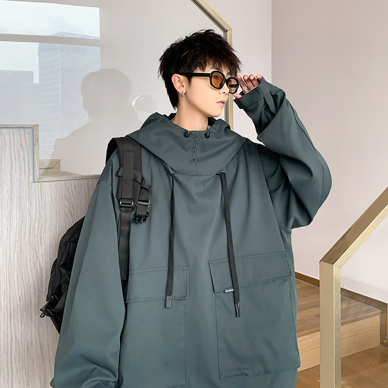 港风秋款男夹克衫工装大口袋抽绳休闲外套J,男装夹克,星座1013-1